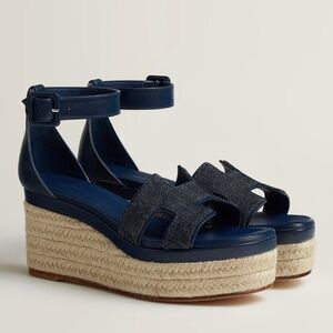 Hermes Elda Espadrille in Bleu Brut